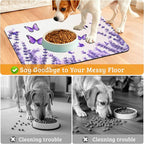 Pet Feeding Mat, Lavender Butterfly Absorbent Dog Cat Food Mat Purple Dog Mat - Image 4