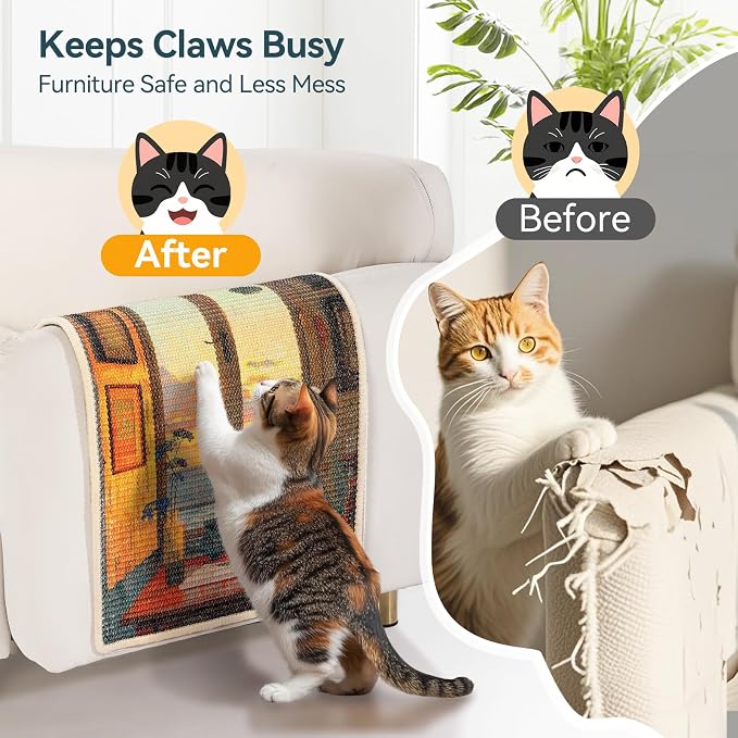 3-in-1 Sisal Cat Scratcher Mat 23.6x15.7 – Durable Scratch Rug - Image 6