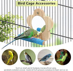 Small Bird Mirror Parrot Swing, Wooden Parakeet Perches Flower Interactive Play - Image 5