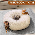 Cat Tunnel with Cat Bed for Indoor Cats, Soft Plush Peekaboo Cat Cave Donut - Image 8