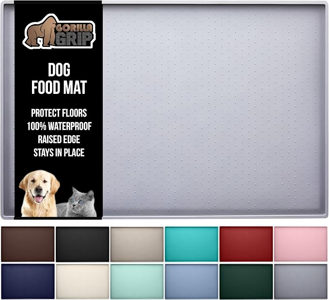 GORILLA GRIP 100% Waterproof Raised Edge BPA Free Silicone Pet Feeding Mat by GorillaGrip