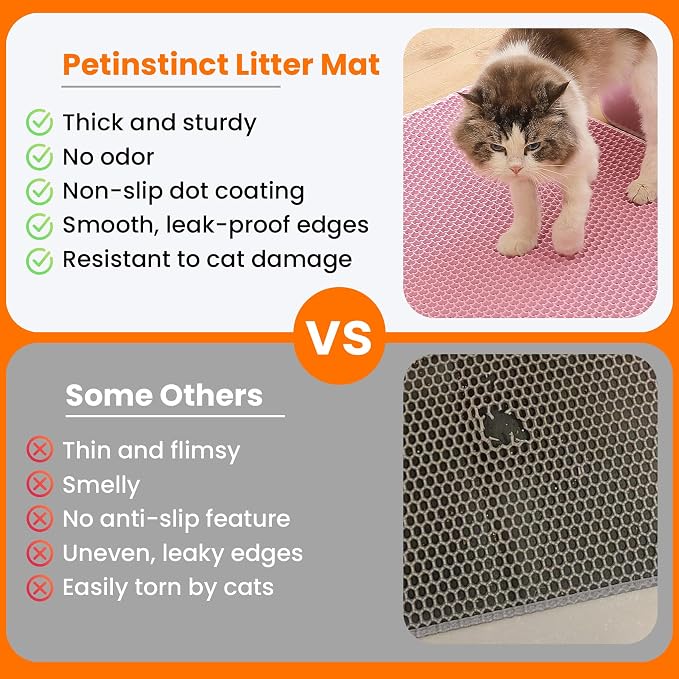 Small Cat Litter Mat, 20x14’’ Double Layer Honeycomb Cat Litter Box Mat - Image 3