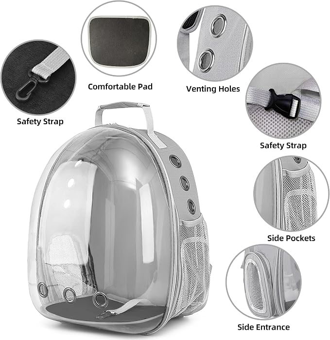 Pet Backpack Carrier, Bubble Backpack Cat Carrier, Pets and Small Dogs - Image 4