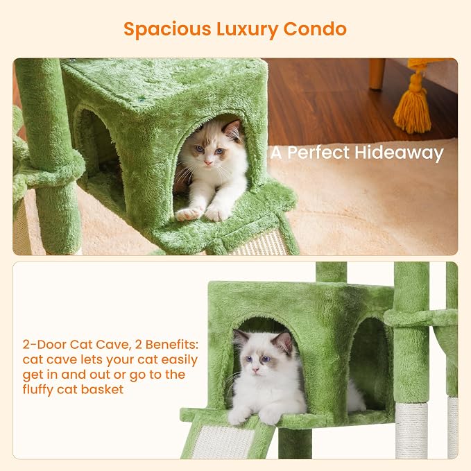 Heybly Cat Tree with Cat Self Groomer Brush, Cat Tower Condo - Image 6