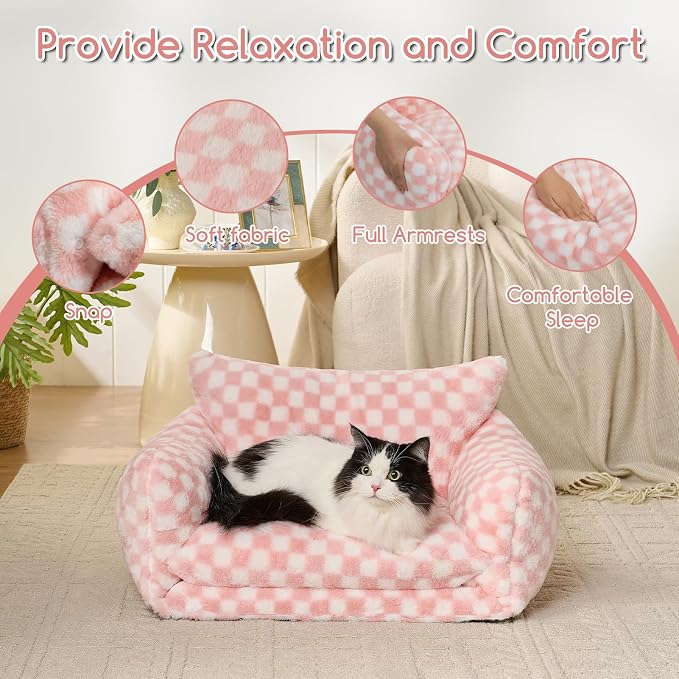 Hollypet Cat Bed Fluffy Plush Mutifuctional Double-Layer Soft Pet Couch - Image 6