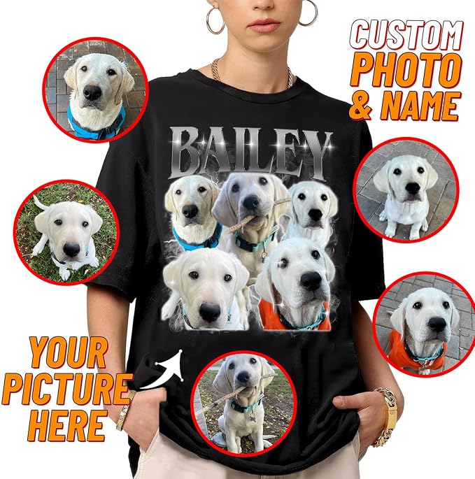 IZI POD Custom Dog Shirt for Women, Personalized Pet Face Photo Shirt, Bootleg - Image 2