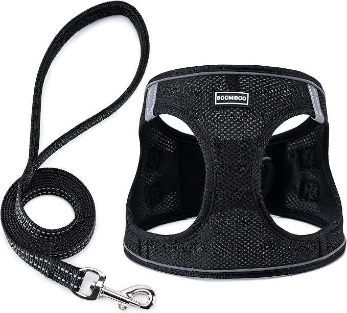 BOOMIBOO Dog Harness with Leash Set, No Pull Adjustable Reflective Step-in by BOOMIBOO