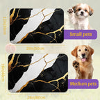 Black Gold Marble Dog and Cat Food Mat, Absorbent Feeding Placemat, Waterproof - Image 2