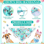 Sanwuta 120 Pcs Easter Dog Bandanas Bulk Rabbits Patterns Bandanas - Image 2