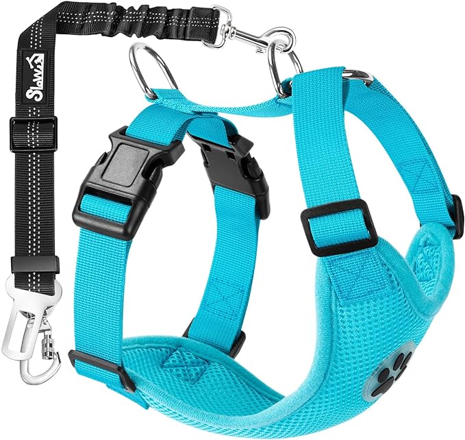 SlowTon Dog Seat Belt Harness for Car, Dog Car Harness Adjustable Mesh by SlowTon