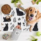 Cute Black Flower Dog Cat Food Mat, Absorbent Pet Feeding Mat - Image 7
