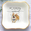 Custom Pet Portrait Watercolor Ring Dish, My Humans Are Getting Married Jewelry by Anniversaree