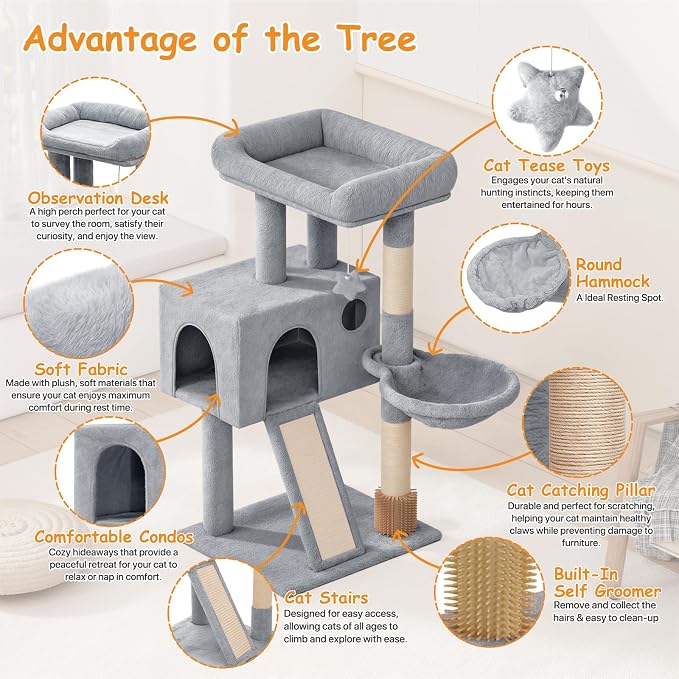 36-Inch Cat Tree Tower for Small and Medium Indoor Cats, Condo & Scratching - Image 4