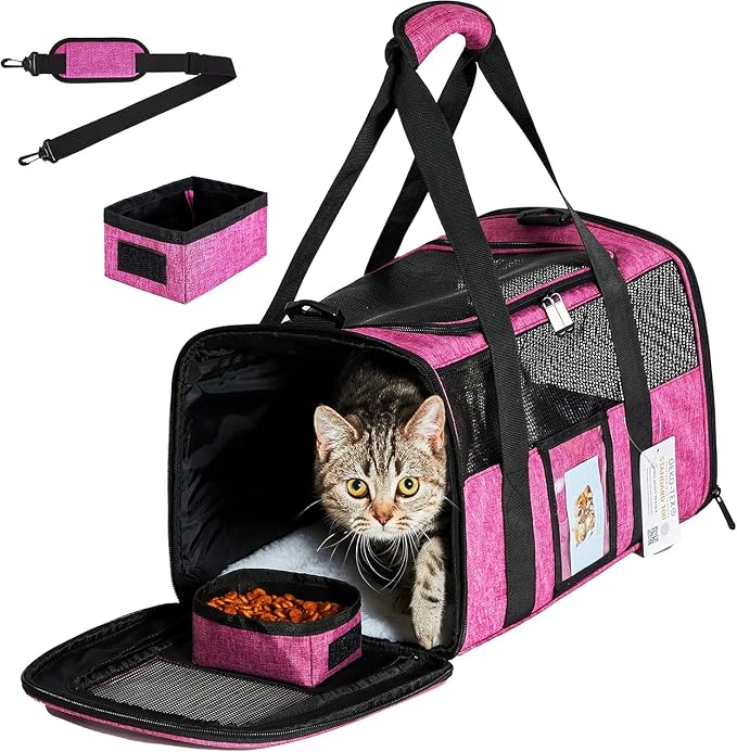 Cat Carrier for Large Cats 20 lbs, Medium Pet Under 25 lbs, 2 Puppy and Small by CUSSIOU