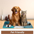 Turquoise Grey Dog Cat Food Mat, Teal Modern Art Absorbent Pet Feeding Mat - Image 6