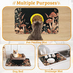 Vintage Mushroom Dog Food Mat, Leaf Absorbent Pet Feeding Mat - Image 7
