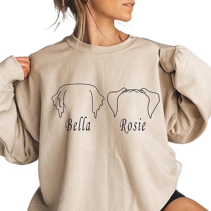 Custom Dog Mom Shirt for Women Pet Ears Sweatshirt by CustomUnique