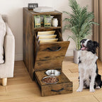 DWVO Dog Feeding Station with Storage, Dog Food Cabinet with 2 Feeder Bowls - Image 2