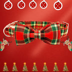 Dog Collar - Christmas Red Plaid Dog Collars Bowtie Gift Puppy Cute Soft Collar - Image 4
