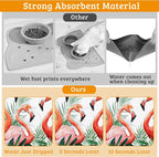 Pink Flamingo Dog Food Mat, Plam Leaves Absorbent Pet Feeding Mat - Image 3