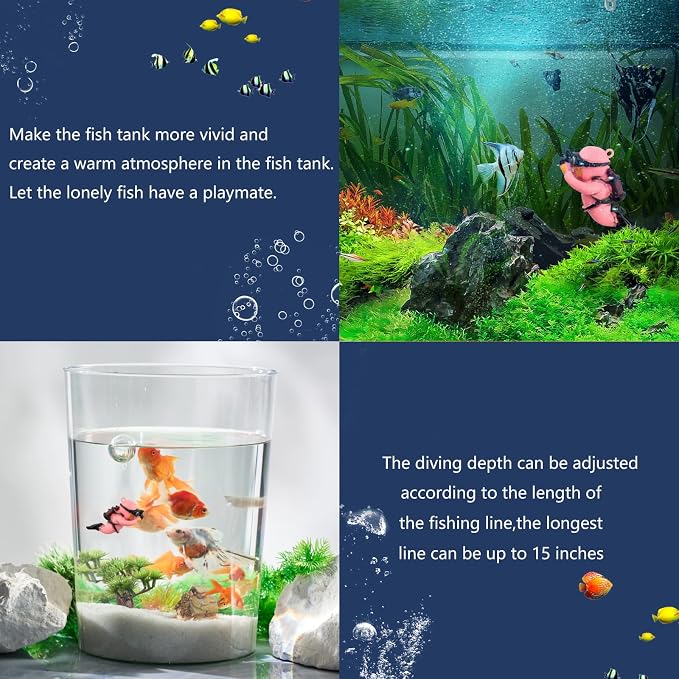 onesimcr Floating Fish Tank Decorations, Aquarium Decorations, Lovely Diver - Image 2