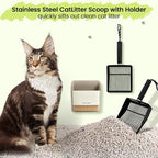 Metal Cat Litter Scooper with Holder, Stainless Steel Metal Litter Scoop - Image 6