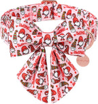 Christmas Dog Collar with Bow Tie, Cotton Christmas Bowtie Collar by UPURARAPUP