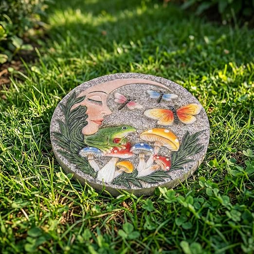 Garden Stepping Stones Outdoor, 9.8" Resin Frog Stepping Stone - Image 3