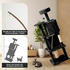 56-Inch Cat Tree for Large Cats, Sisal Scratching Posts & Hanging Toys – Sturdy - Image 3
