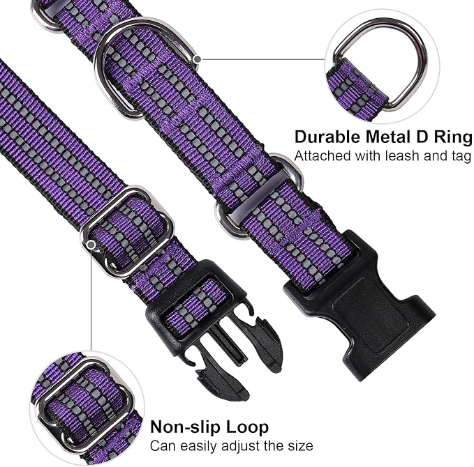 Martingale Dog Collar, Adjustable Nylon Reflective Collar - Image 3