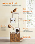 Feandrea Cat Tree with Litter Box Enclosure, 70.1-Inch Tall Cat Tower, 2-in-1 - Image 4