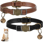 2 Pcs PU Leather Cat Collar Breakaway by Unknown