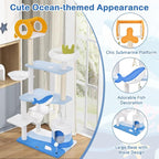 Tangkula Ocean-Themed Cat Tree, 3-Level Cat Tower - Image 5
