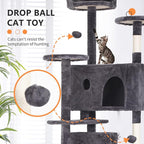 BestPet | 70" Cat Tree Tower | Light Gray | Sturdy, Hanging Cat Toys, - Image 3