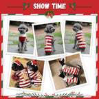 Dog Christmas Sweater Xmas Pet Clothes Cute Striped Gingerbread Man Costume - Image 3