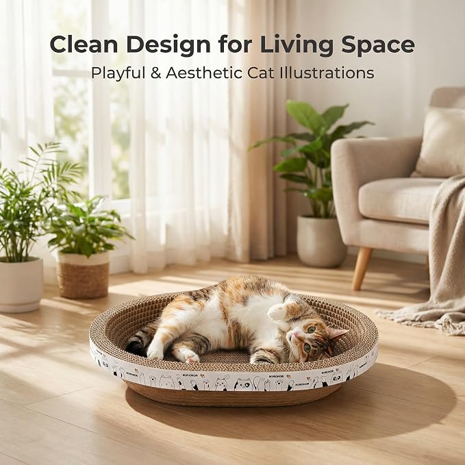 4-Piece Cardboard Cat Scratcher Bed Set - Image 6