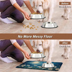 Starry Night Pet Feeding Mat, Moon Daisy Flower Absorbent Quick-Dry Cat Dog - Image 5