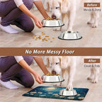 Starry Night Pet Feeding Mat, Moon Daisy Flower Absorbent Quick-Dry Cat Dog - Image 5