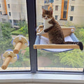 Cat Window Perch with 2 Stairs, Natural Wood, 5 Strong Suction Cups by FuneeTop%C2%AE