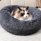 Super Soft Donut Cat Bed and Dog Bed Round Plush Pet Cushion Fluffy Rabbit Cave - Image 3
