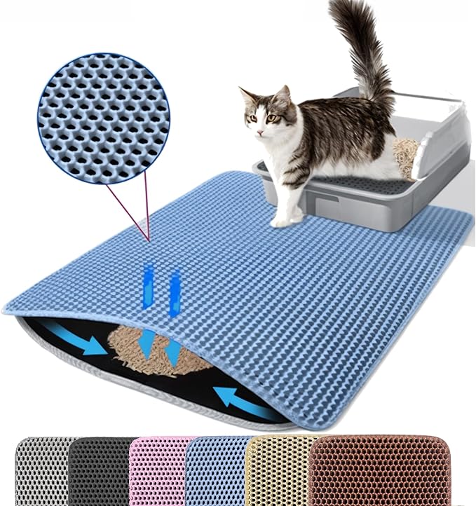 Extra Large Cat Litter Mat, 30x22 Inches Honeycomb Double Layer Cat Litter by Petinstinct