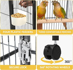 DWVO 53.9-Inch Metal Bird Cage: Large Parrot Cages - Image 7