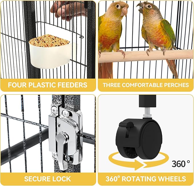 DWVO 53.9-Inch Metal Bird Cage: Large Parrot Cages - Image 7