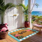 Tinideya 2 Pcs Summer Door Mat Flamingo Welcome Non Slip Coir Hello Mats Floor - Image 4