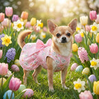 Easter Dog Dress with Bunny & Carrot Print, Festive Holiday Pink Spring Pet - Image 6