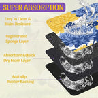 Blue Yellow Flowers Pet Feeding Mat, Quick Dry Absorbent Water Bowl Mat - Image 3