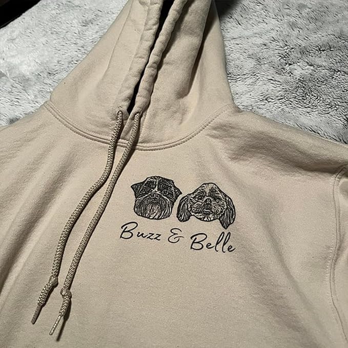 Personalized Dog Hoodie Sweatshirt, Custom Line Art Portrait Dogs Cats Hoodie - Image 6