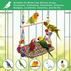 Bird Swing Mat with Wood Perch, AHIER Seagrass Bird Hammock - Image 4