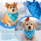 Abbylike 50 Pcs Plaid Dog Bandanas Bulk Blue Checkered Bandanas - Image 2