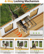 Cat Door for Window Weatherproof: Aluminum Frame Flap Pet Door Quick Fit Window - Image 2